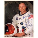 Neil Armstrong signed original NASA 10x8 inch colour photo pictured in Space suit dedicated . Good