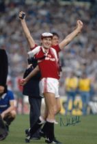 Autographed NORMAN WHITESIDE 12 x 8 photo : Col, depicting Manchester United's hero of the hour