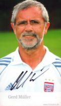 Gerd Muller signed Bayern Munich 6x4 inch colour promo photo. Good condition. All autographs are