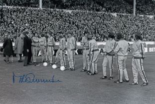 Autographed MIKE SUMMERBEE 12 x 8 photo : B/W, depicting HRH The Duke of Kent being introduced to