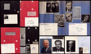 Politics Collection 10 pages of signatures and pictures including names of Dean Rusk, George Shultz,