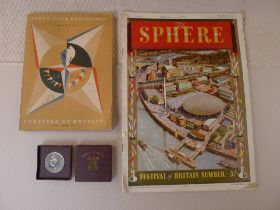 3 x vintage Festival of Britain 1951 items comprising an original 1951 guide book titled The South