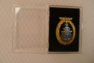 Scarce WW2 An original German Kriegsmarine High Seas Fleet Badge by Adolf Bock Ausf Schwerin,