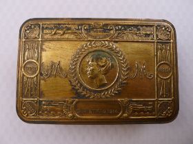 WW1 An original Christmas 1914 Princess Mary Gift Fund embossed brass box and Victorious New Year