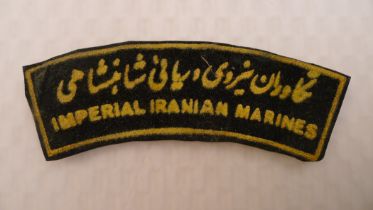 Unusual Iran Pre 1979 Revolution An original vintage Imperial Iranian Marines shoulder title circa