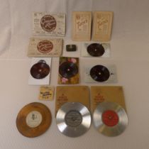 7 x Early , Rare gramophone records comprising 1 x Mivoice copper 5 inch single side record by Sound