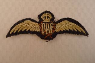 Scarce WW1 An original pair of Royal Air Force (RAF) embroidered cloth pilots wings circa 1918. This