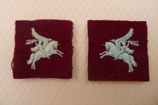 Scarce WW2 An original pair of embroidered cloth 1st , 6th Airborne Divisions Pegasus Formation