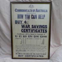 WW1 Rare An original WW1 home front advertising poster for Commonwealth of Australia War Savings