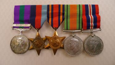 WW2 An original full size medal group with ribbons mounted on brooch bar comprising The Burma