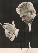 Herbert von Karajan signed 6x4 black and white post card photo. Good condition. All autographs