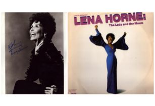 Lena Horne Signed 10 x 8 inch black and white glossy photo. Signed in blue ink, dedicated.