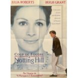 Film. Notting Hill French Language Colour Movie Poster Starring Julia Roberts and Hugh Grant.