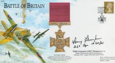 Flt Lt A. R. F Thompson DFC Signed Battle of Britain First Day Cover with British stamp and 12 Oct