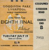 Portugal v Brazil 1966 World Cup Eighth Final Goodison park original match day ticket. Portugal