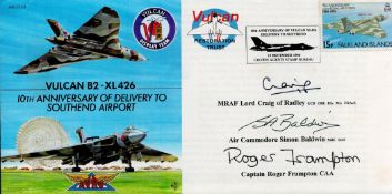 Lord Craig Of Radley, Air Commodore Simin Baldwin and Captain Roger Frampton Signed Vulcan B2- XL426