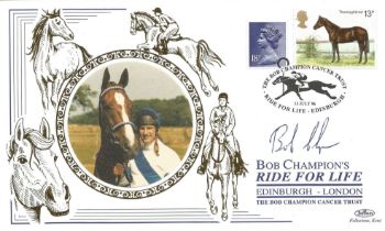 Horse Racing Bob Champion signed Ride for Life Edinburgh -London Benham FDC PM Ride for Life The Bob