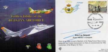 Jean-Luc Dehaene Signed Golden Jubilee of the Belgian Air Force FDC. Belgian Stamp with 15-10-96