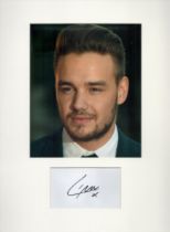 Liam Payne (One Direction) Signed Signature card with colour photo, mounted to an overall size of 16