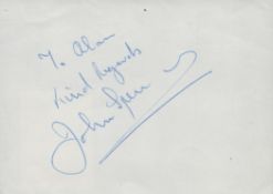 John Spencer signed Autograph card Approx. 5x3. 5 Inch. Dedicated. Was an English professional