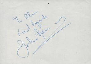 John Spencer signed Autograph card Approx. 5x3. 5 Inch. Dedicated. Was an English professional