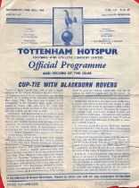 Tottenham Hotspurs FC Vintage Cup-Tie Programme Vs Blackburn Rovers on Saturday February 20th, 1960.