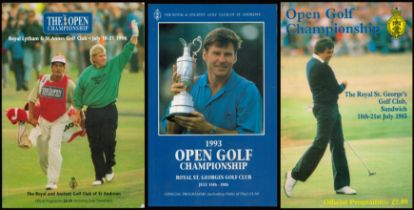 3 Golf Programmes collection. Open Golf Championship The Royal St. George's Golf Club 1985. The