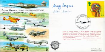 Sqn Ldr H C Rogers O. B. E. D. F. C. and A C Bavin Test Pilot Signed FDC 45th Anniversary of Prone
