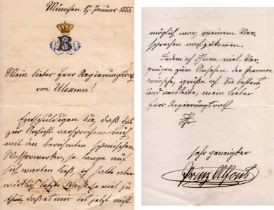 Prince Alfons of Bavaria ALS dated 1855. Good condition. All autographs come with a Certificate of