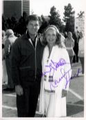 Robert Stack and Rosemarie Bowe Stack signed 7x5 black and white photo. One signature on reverse