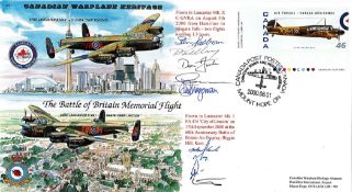 RAF 7 Crew who flew this cover Signed Battle of Britain Memorial Flight FDC. 1384 of 2500.