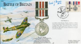 Avis Hearn MM Signed Battle of Britain First Day Cover with British Stamp and 15th Sept 04 Postmark.