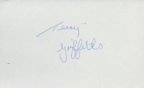 Terry Griffiths signed autograph card. Is a retired Welsh snooker player and current snooker coach