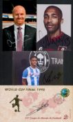 Football collection of 3 colour signed photos and signed FDC. FDC signed by Attilio Lombardo World