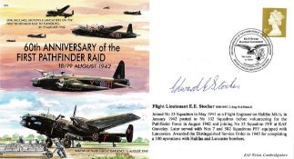 WW2 Flt Lt Edward E Stocker DSO DFC Signed 60th Anniv of the 1st Pathfinder Raid FDC. 155 of 300.
