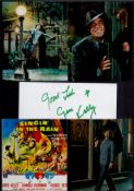 Gene Kelly Signature include signed white card plus 5 colour photos on black card. Approx. 12 x 8