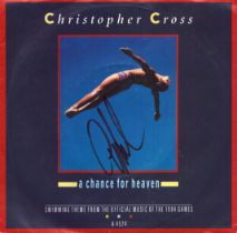 Christopher Cross signed 45rpm A chance for heaven sleeve. Record included. Good condition. All