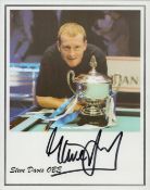 Steve Davis OBE signed colour photo. An English retired professional snooker player who is currently