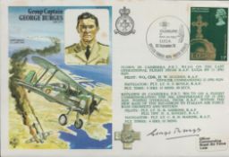Group Captain George Burges OBE DFC Signed on his own First Day Cover. British Stamp with 30 Sept 78