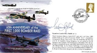 WW2 Sqn Ldr MA Smith DFC Signed 60th anniv of the 1st 1000 Bomber Raid. 155 of 300. British Stamp