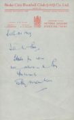 Stanley Matthews ALS short letter dated 21/2/1968 on the headed paper Stoke City Football Club (