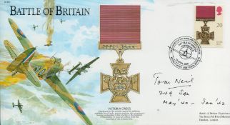 Tom Neil Signed Battle of Britain First Day Cover with British stamp and 19, 4, 2000 Postmark.