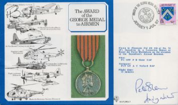 Flt Lt Pete Shaw and Flt Lt Andy Nailard Signed The Award of the George Medal FDC. Jersey Stamp