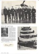 WW2 BOB fighter pilot Charles Olive 65 sqn signature piece with biography details fixed to A4