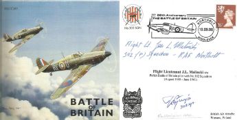 WW2 BOB fighter pilots Wladislaw Gnys 302 sqn, Jan Malinski 302 sqn signed BOB cover with