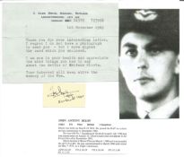 WW2 BOB fighter pilot John Dixon 1 sqn signature piece with biography details fixed to A4 page.