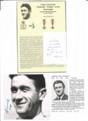 WW2 BOB fighter pilot Tadeusz Kumiega 17 sqn signed 4 x 4 photo with biography details fixed to A4