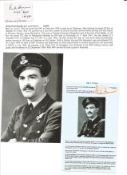 WW2 BOB fighter pilot Ian Dunn 235 sqn signature piece with biography details fixed to A4 page.