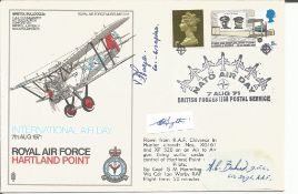 WW2 BOB fighter pilots Ronald Smyth 111 sqn, Aubrey Baker 610 sqn, Vernon Page 601 sqn signed RAF