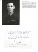 WW2 BOB fighter pilot David Hunt 257 sqn hand written letter with biography details fixed to A4